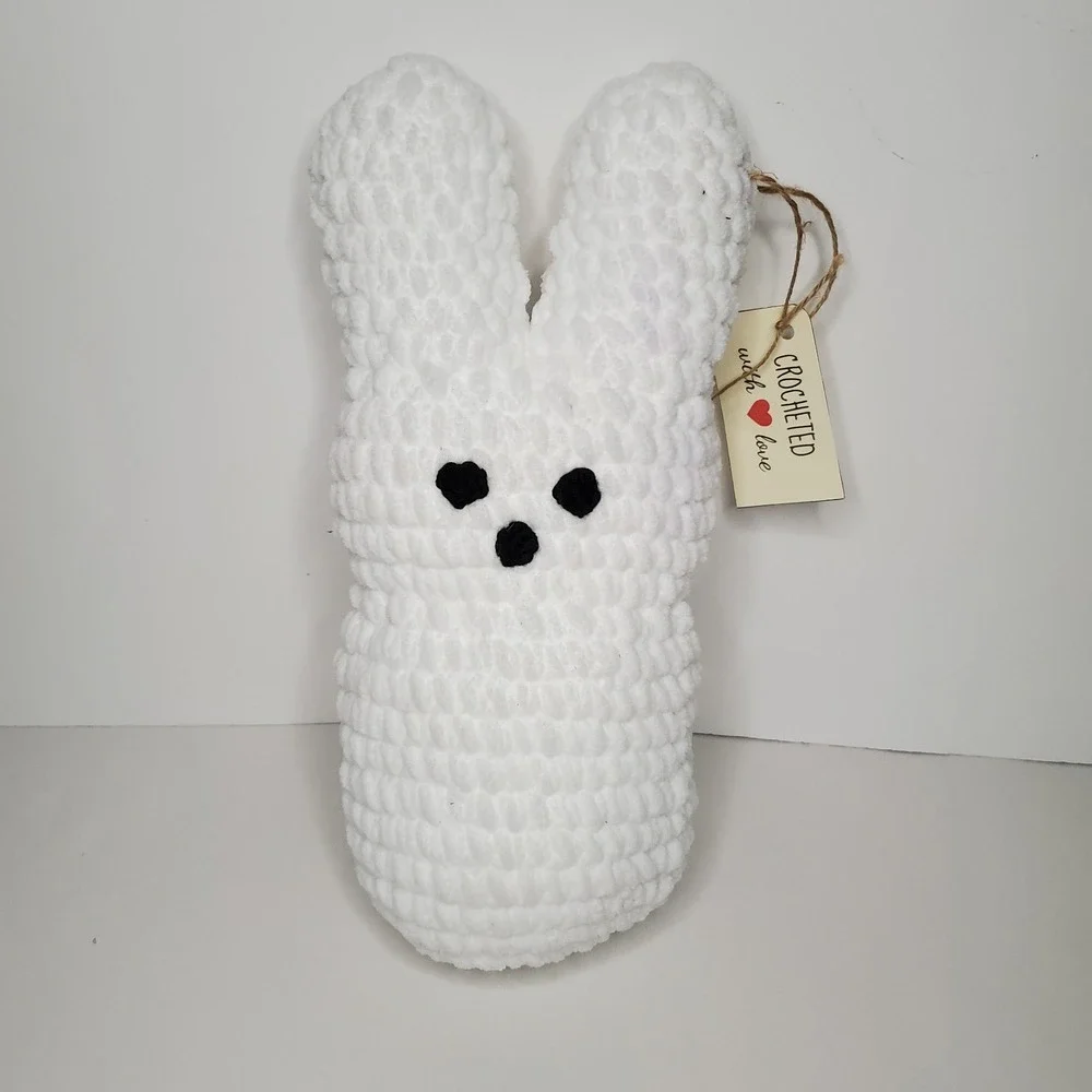 White Crocheted Peep Bunny Rabbit Easter Plush‎ With Tags